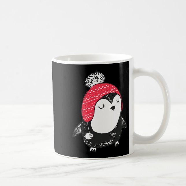 Christmas Cute Baby Penguin Wearing Winter Hat W_e Kaffeetasse (Rechts)