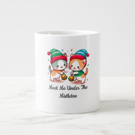 Christmas Cute Cat Meet Me Under The MistleToe Jumbo-Tasse