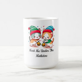 Christmas Cute Cat Meet Me Under The MistleToe Kaffeetasse
