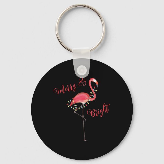 Christmas Cute Nk Flamingo String Lights T Shirt  Schlüsselanhänger (Vorderseite)