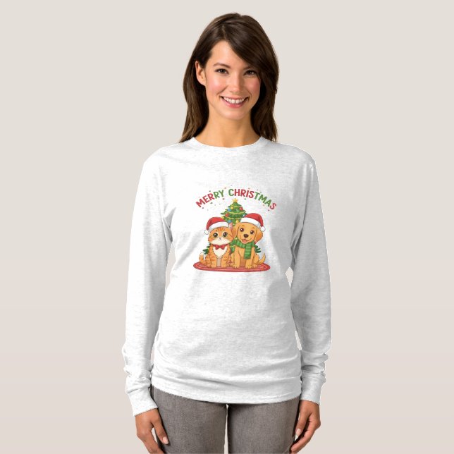 Christmas Cute Pet Friends T-Shirt (Vorne ganz)