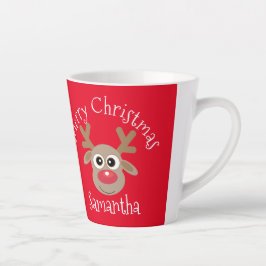 Christmas Cute Reindeer Cartoon Red Milchtasse