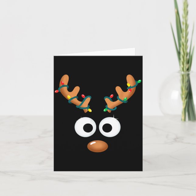 Christmas Cute Reindeer Face Antlers Wrapped In Li Karte (Vorderseite)