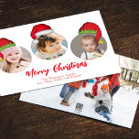 Christmas Cute Santa Elf Funny Whimsical 4 Photo Feiertagskarte<br><div class="desc">Jolly Santa Claus and whimsical and cute Jolly Elf from the North Pole. This Whimsical and Fun Multi photo Christmas photo card template has a 3 photo layout. Having fun adding your photos to this layout is easy with this funny and cute design with cute hats. Wish you and yours...</div>