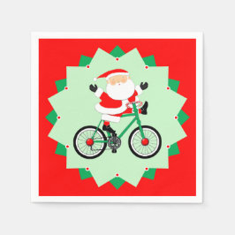 Christmas Cyclist Holiday Biking Party Serviette
