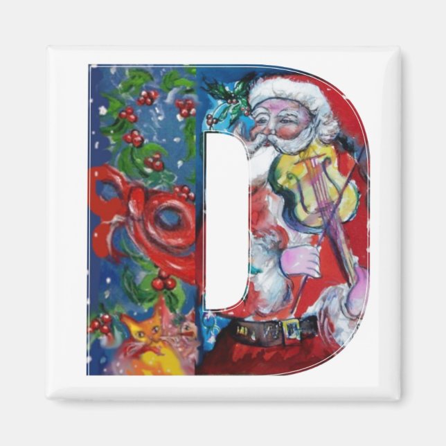 CHRISTMAS D BRIEF / SANTA MIT VIOLIN MONOGRAM MAGNET (Vorne)