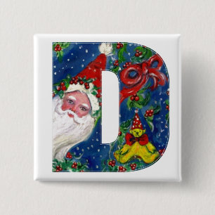 CHRISTMAS D BRIEF / SANTA RED RIBBON MONOGRAMM BUTTON