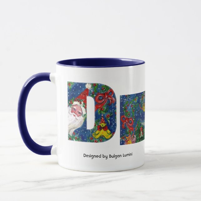 CHRISTMAS D BRIEF / SANTA RED RIBBON MONOGRAMM TASSE (Links)
