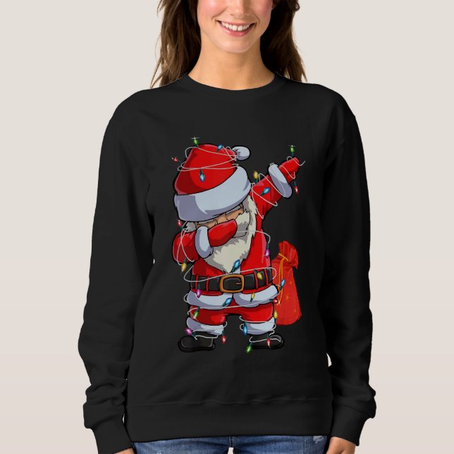 Christmas Dabbing Santa Claus Xmas Lights  Boys Ki Sweatshirt (Vorderseite)