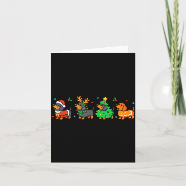 Christmas Dachshund Dog Weenie Merry Woofmas Dog M Karte (Vorderseite)