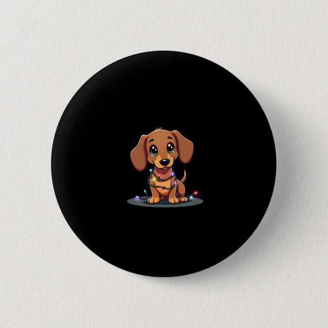 Christmas Dachshund Lights (1) Button (Vorderseite)
