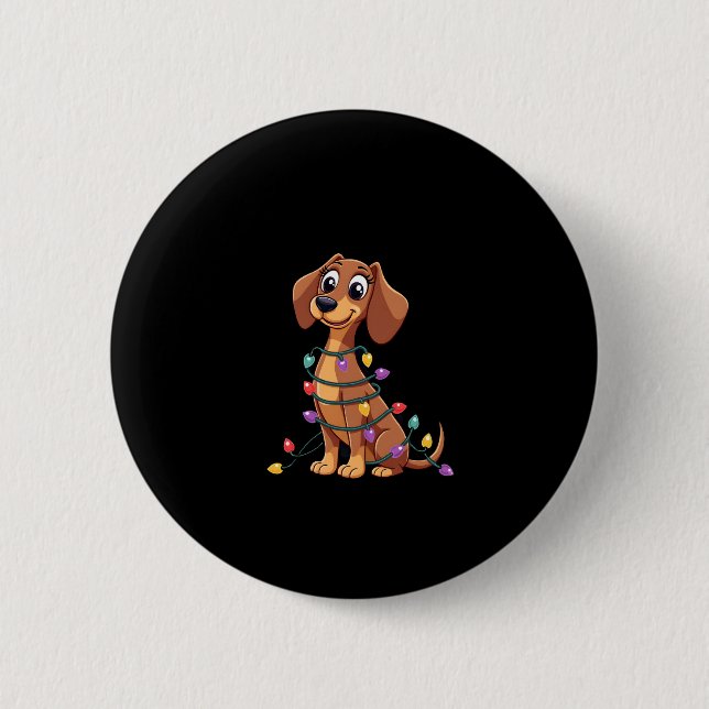 Christmas Dachshund Lights (2) Button (Vorderseite)