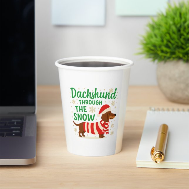 Christmas Dachshund Paper Cups Pappbecher (InSitu)