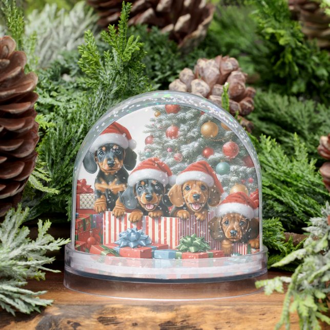 CHRISTMAS DACHSHUND PUPPIES SNOW GLOBE SCHNEEKUGELN (Winter)