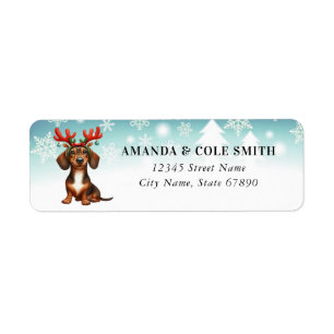 Christmas Dachshund Retourner l'adresse Étiquettes