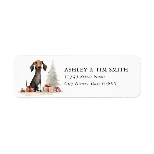 Christmas Dachshund Retourner l'adresse Étiquettes (Devant)