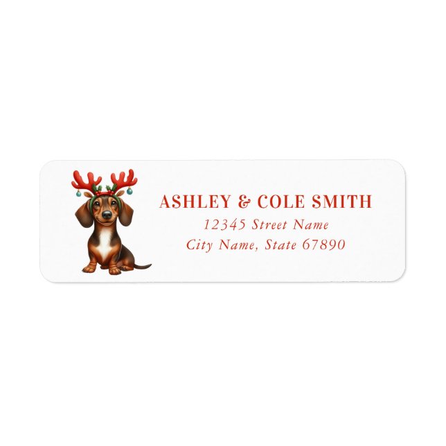 Christmas Dachshund Retourner l'adresse Étiquettes (Devant)