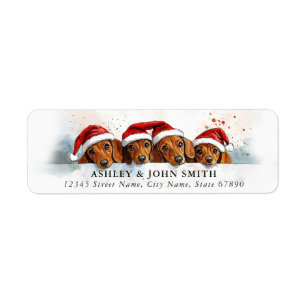 Christmas Dachshund Retourner l'adresse Étiquettes