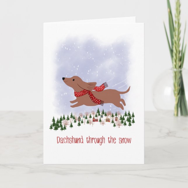 Christmas Dachshund Through the Snow Karte (Vorderseite)