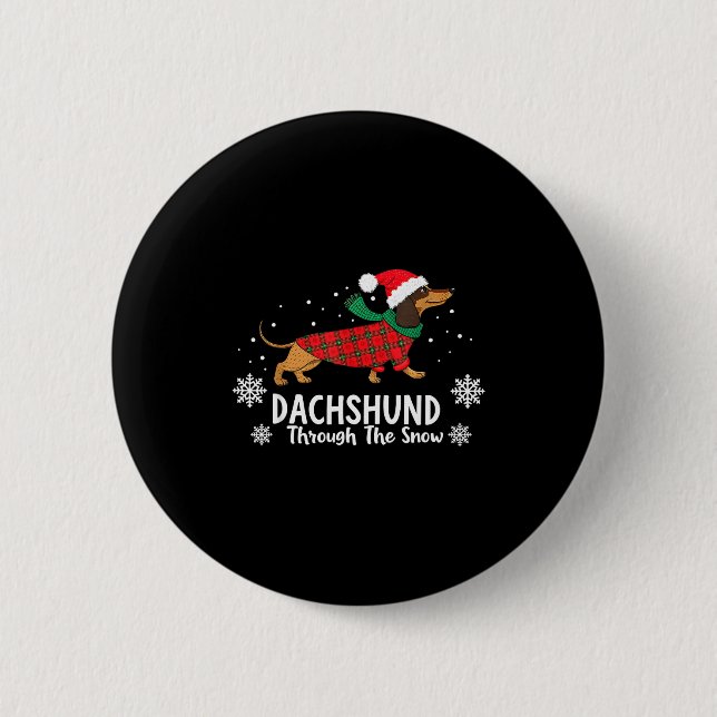 Christmas Dachshund Through The Snow Wiener Dog Sa Button (Vorderseite)