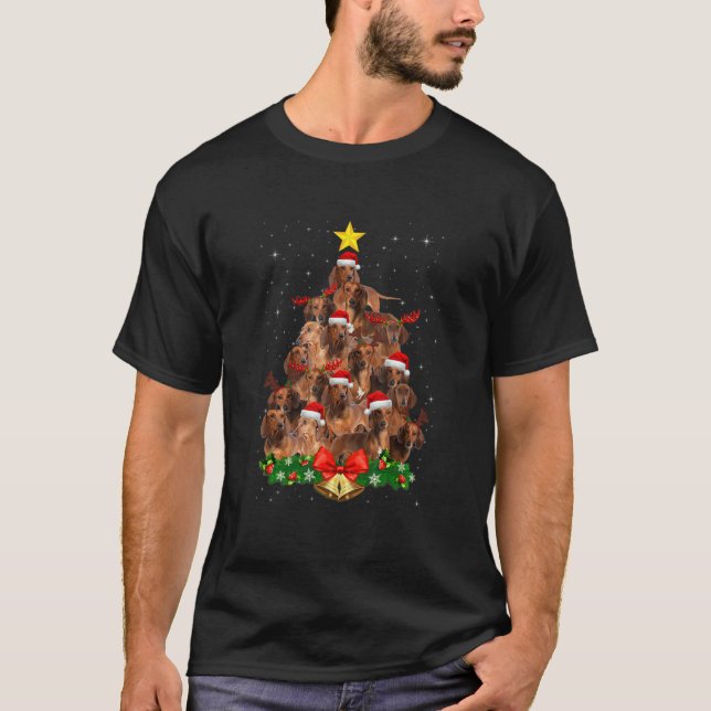 Christmas Dachshund Tree  Dachshund Pajamas Xmas T-Shirt (Vorderseite)