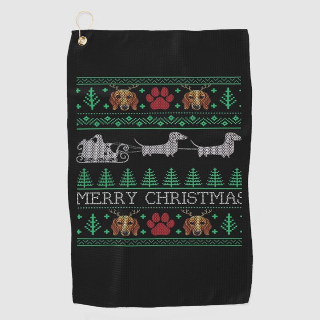 Christmas Dachshund Wiener Dog Dachshund Ugly Chri Golfhandtuch (Vorderseite)