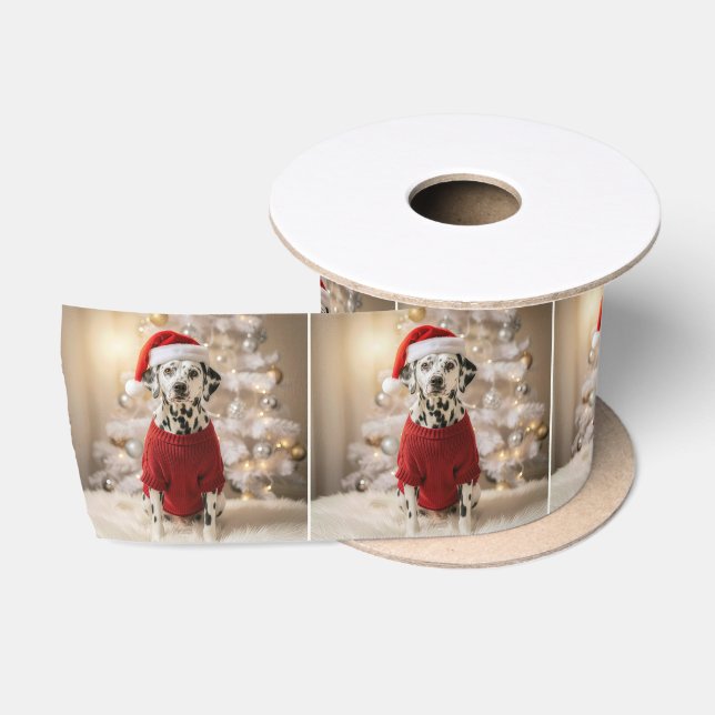 Christmas Dalmatian Dog In a Red Sweater Satinband (Spule)