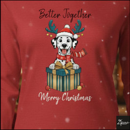Christmas Dalmatian Puppy Reindeer Scarf Gift Tri-Blend Shirt