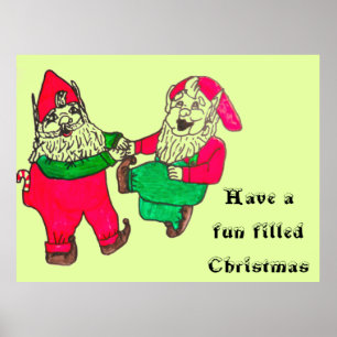 CHRISTMAS DANCING ELVES Plakat