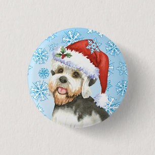 Christmas Dandie Dinmont Terrier Button