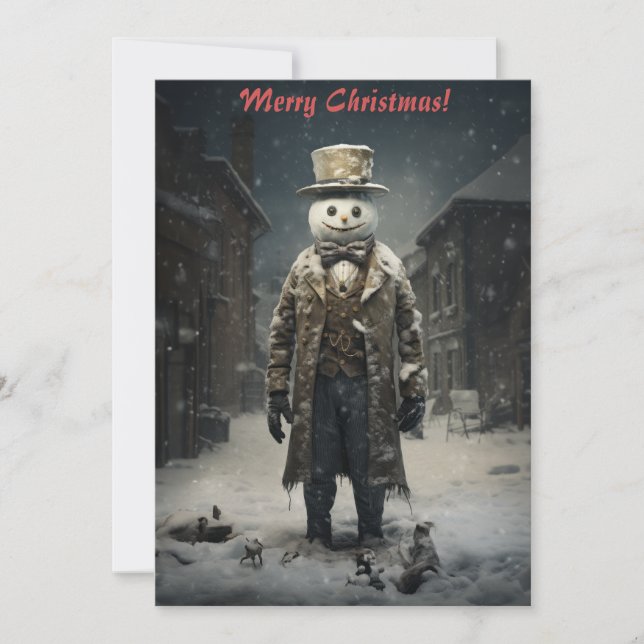 Christmas Dark Snowman Feiertagskarte (Vorderseite)