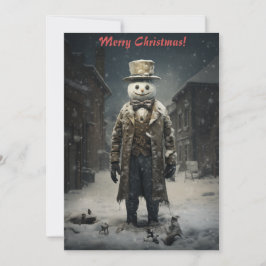 Christmas Dark Snowman Feiertagskarte