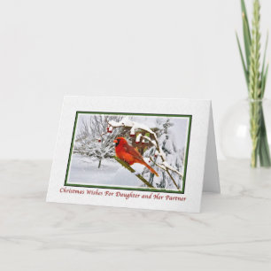Christmas, Daughter and Partner, Cardinal Card Feiertagskarte