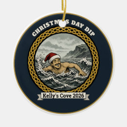 Christmas Day Dip Santa-Hut Schwimmer Keramik Ornament