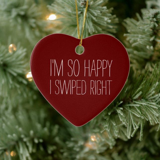 Christmas Day gift for boyfriend - Swiped Right Keramik Ornament (Baum)