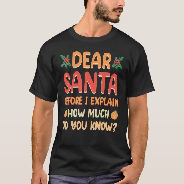Christmas Dear Santa Before I Explain How Much Do  T-Shirt (Vorderseite)