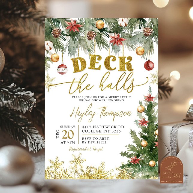 Christmas Deck the Halls Bridal Shower Invitation (Créateur téléchargé)