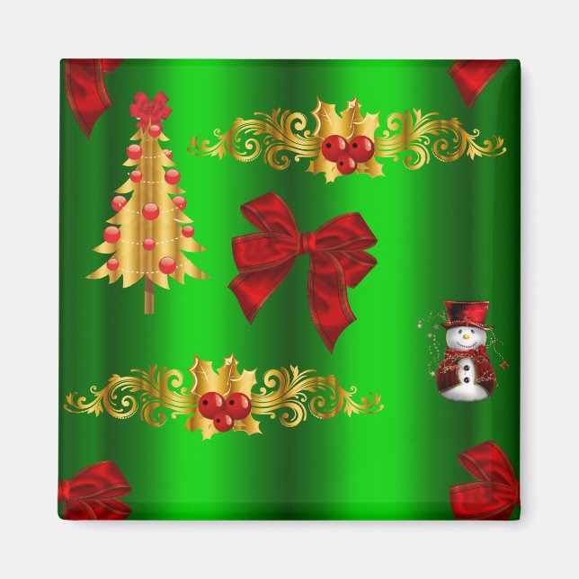 Christmas Decorations On Green Magnet (Vorne)
