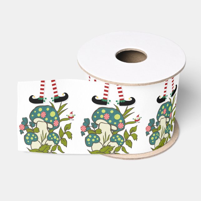 Christmas Decorative Ribbon, Elf Mushroom  Ripsband (Spule)