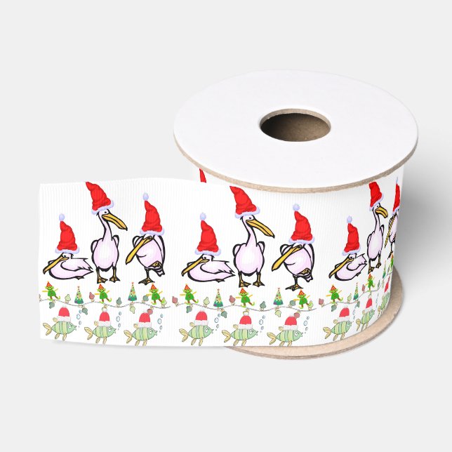Christmas Decorative Ribbon, Pelicans Fish Ripsband (Spule)