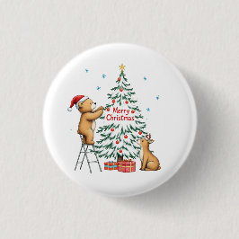 Christmas deer and bear button