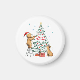 Christmas deer and bear magnet