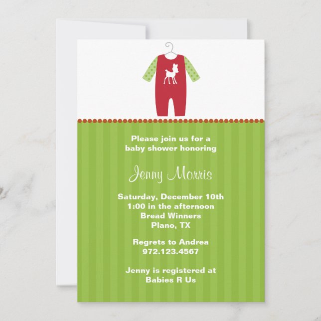 Christmas Deer Baby Shower Invitations (Devant)