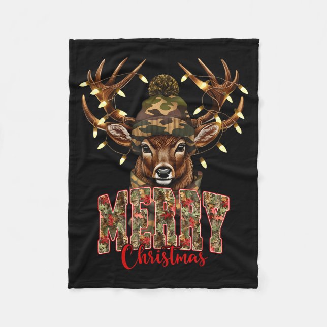 Christmas Deer Camouflage Hunting Camo Reindeer &a Fleecedecke (Vorderseite)
