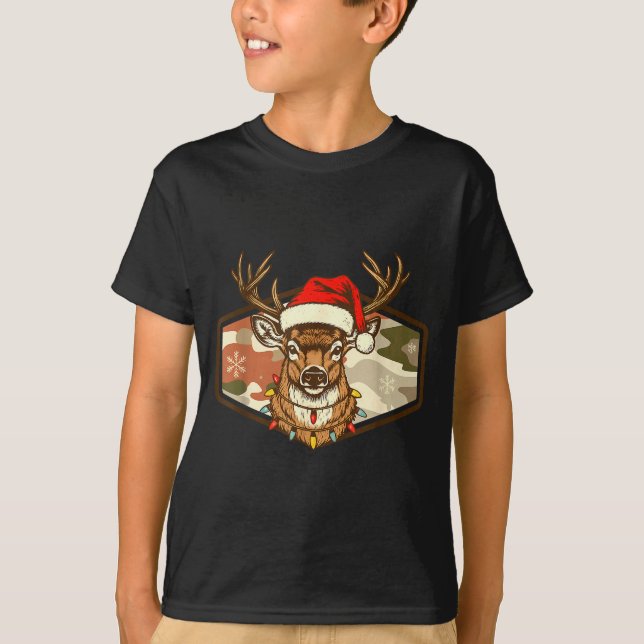 Christmas Deer Hunting Old School Camo, Xmas Hunti T-Shirt (Vorderseite)