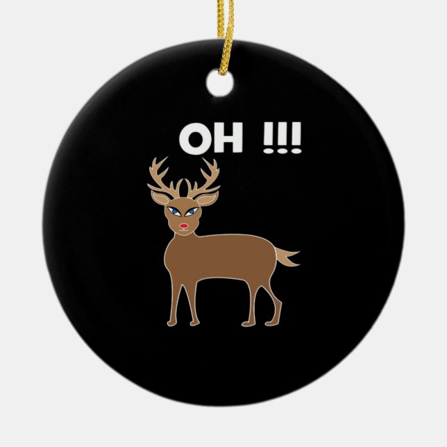 Christmas Deer Season Cute Festive Retro Style Keramik Ornament (Vorne)