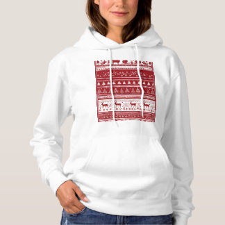 Christmas deer ,trees and snow hoodie for women 