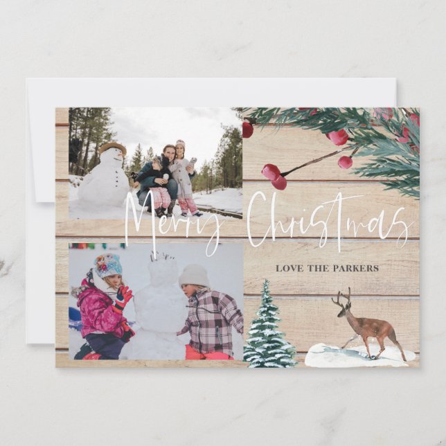 Christmas Deer Winter Multi Carte photo (Devant)