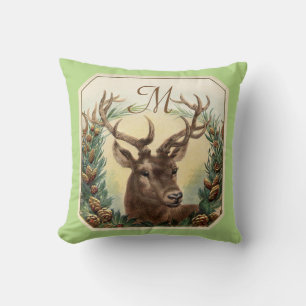 CHRISTMAS DEIN,PINE CONE CROWN MONOGRAM Minze Grün Kissen