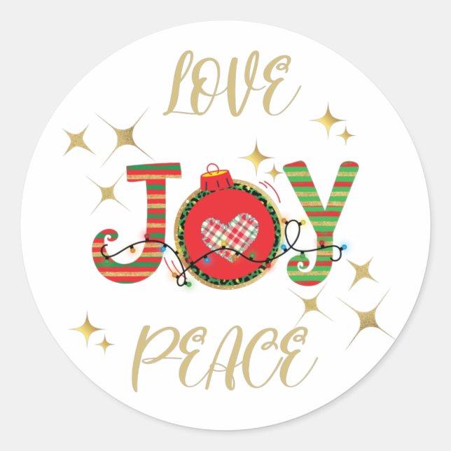 CHRISTMAS DESIGN LIEBE JOACE MIT CHRISTMAS LIG RUNDER AUFKLEBER (Vorderseite)